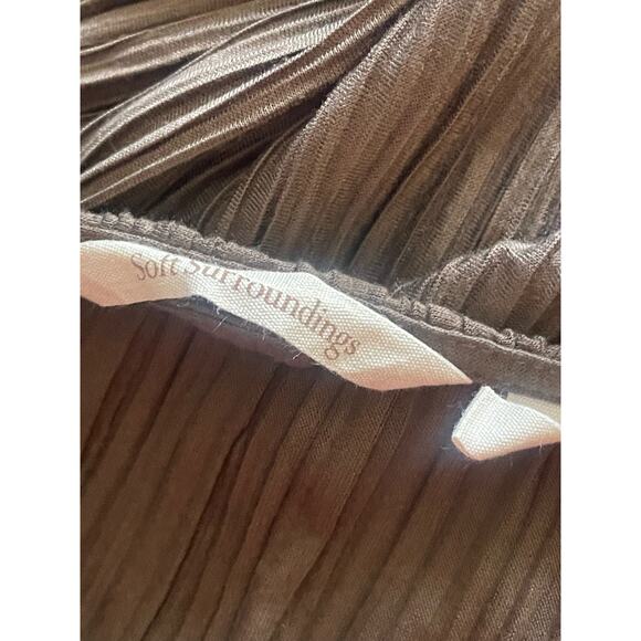 Soft Surroundings Perfect Plisse Mocha French Pleat Maxi Long Dress - Picture 4 of 11